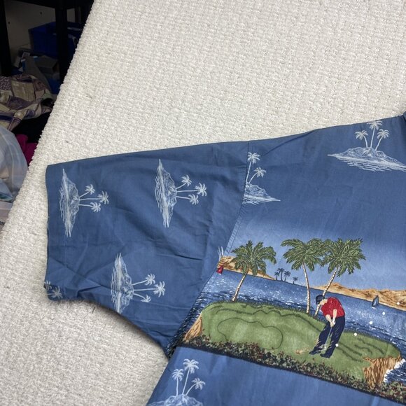 VTG Y2K Retreat Mens Golf Hawaiian AOP Shirt Size 2XL Short Sleeve Button Up - Picture 2 of 16